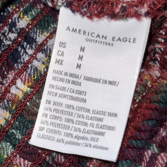 American Eagle Plaid| Puff Sleeve| Smocked Blouse - Picture 10 of 13